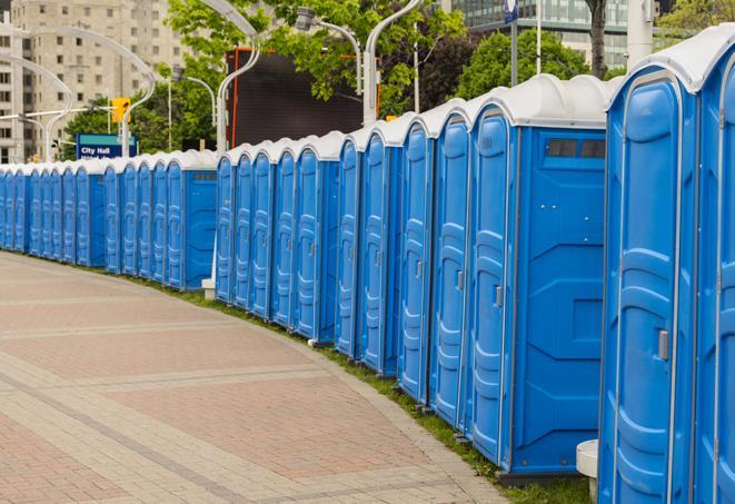 Seasonal porta potty units set up at a Meridian, Mississippi venue